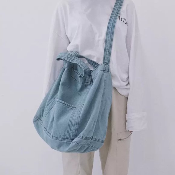 Women's Blue Denim Jeans Large Tote/Shoulder Bag by Crossbody - Picture 2 of 6